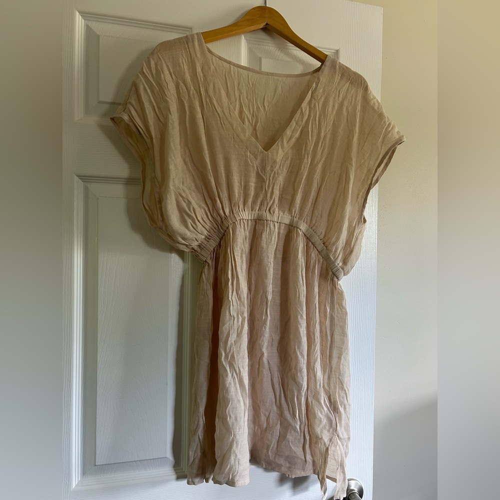 Cupshe Cream Gauzy Coverup Dress